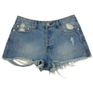 Revolve by the way. Distressed Ripped Split Hem Button Fly Cut Off Shorts 28